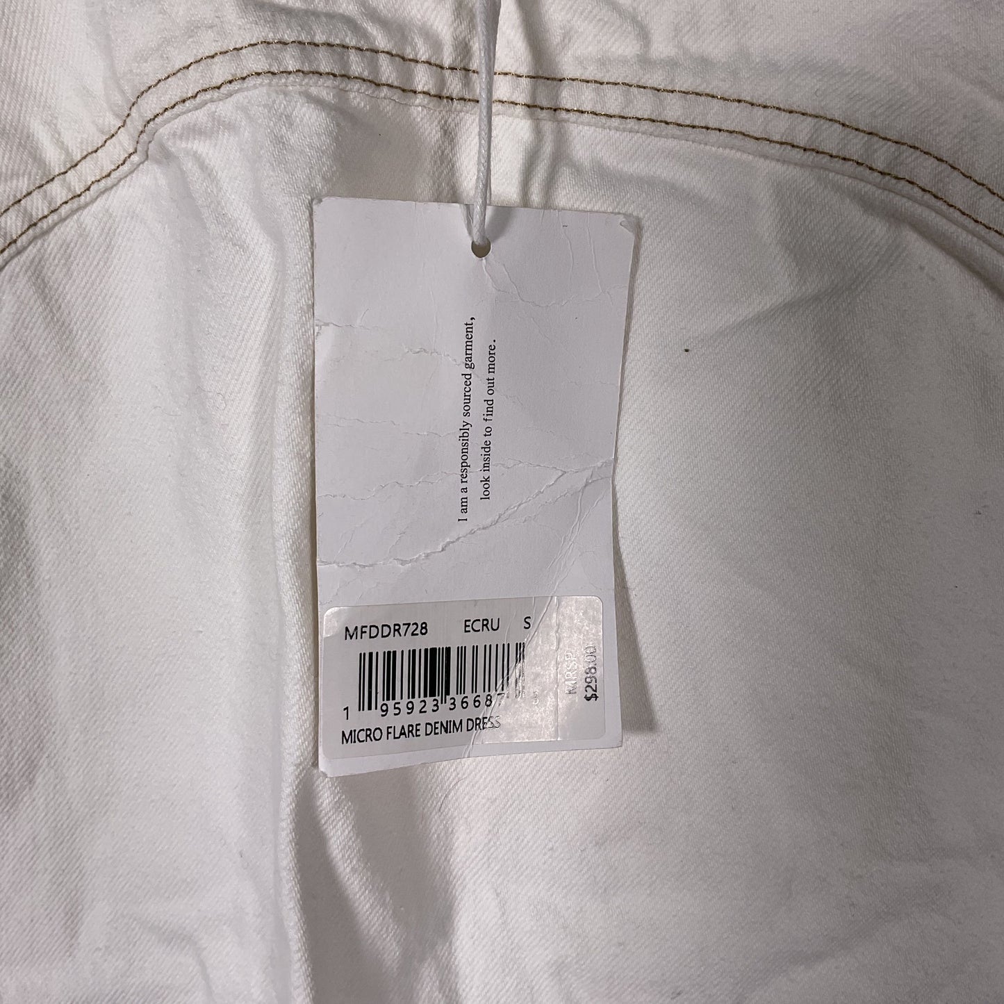 Frame Cotton White Denim Mini Micro Flare Dress - Size S