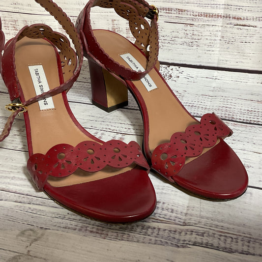 TABITHA SIMMONS Women's Red Eyelet Leather Strappy Shoes- SZ 36