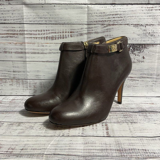 Coach Biancca Brown Leather Heel Booties Women's Size 8 Boots