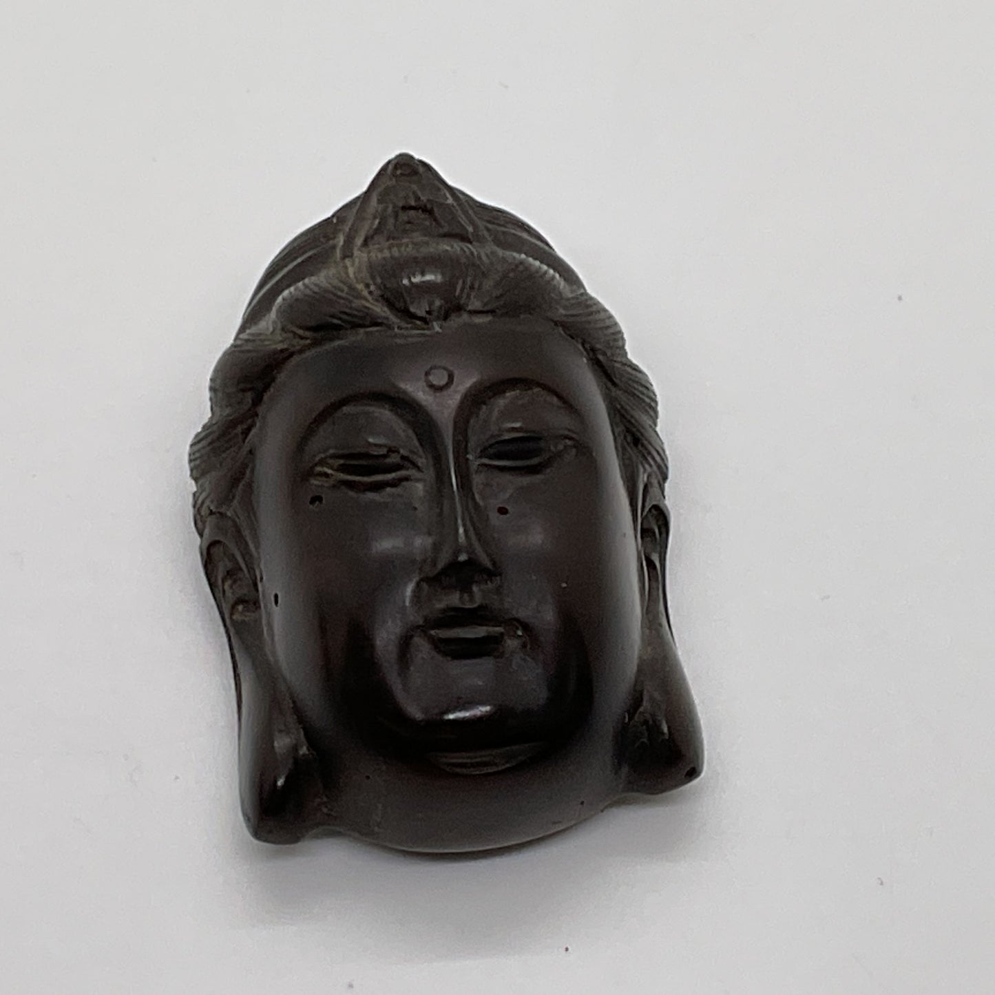 VTG./ANTIQUE Dark Wood Carved Japanese Kannon Netsuke- 1 7/8"