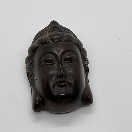 VTG./ANTIQUE Dark Wood Carved Japanese Kannon Netsuke- 1 7/8"