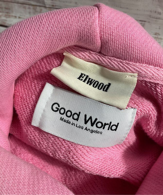 Women's Elwood Good World Logo Pink Pullover Hoodie Size M