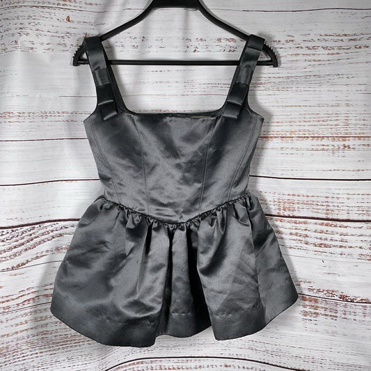 SHUSHU/TONG Women's Grey Bow Peplum Top- SZ 6UK/ 2US