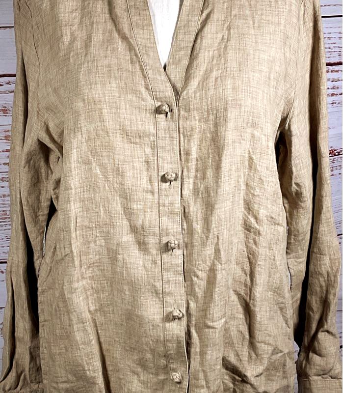 J.Jill Linen Button Down Blouse Shirt Willow L