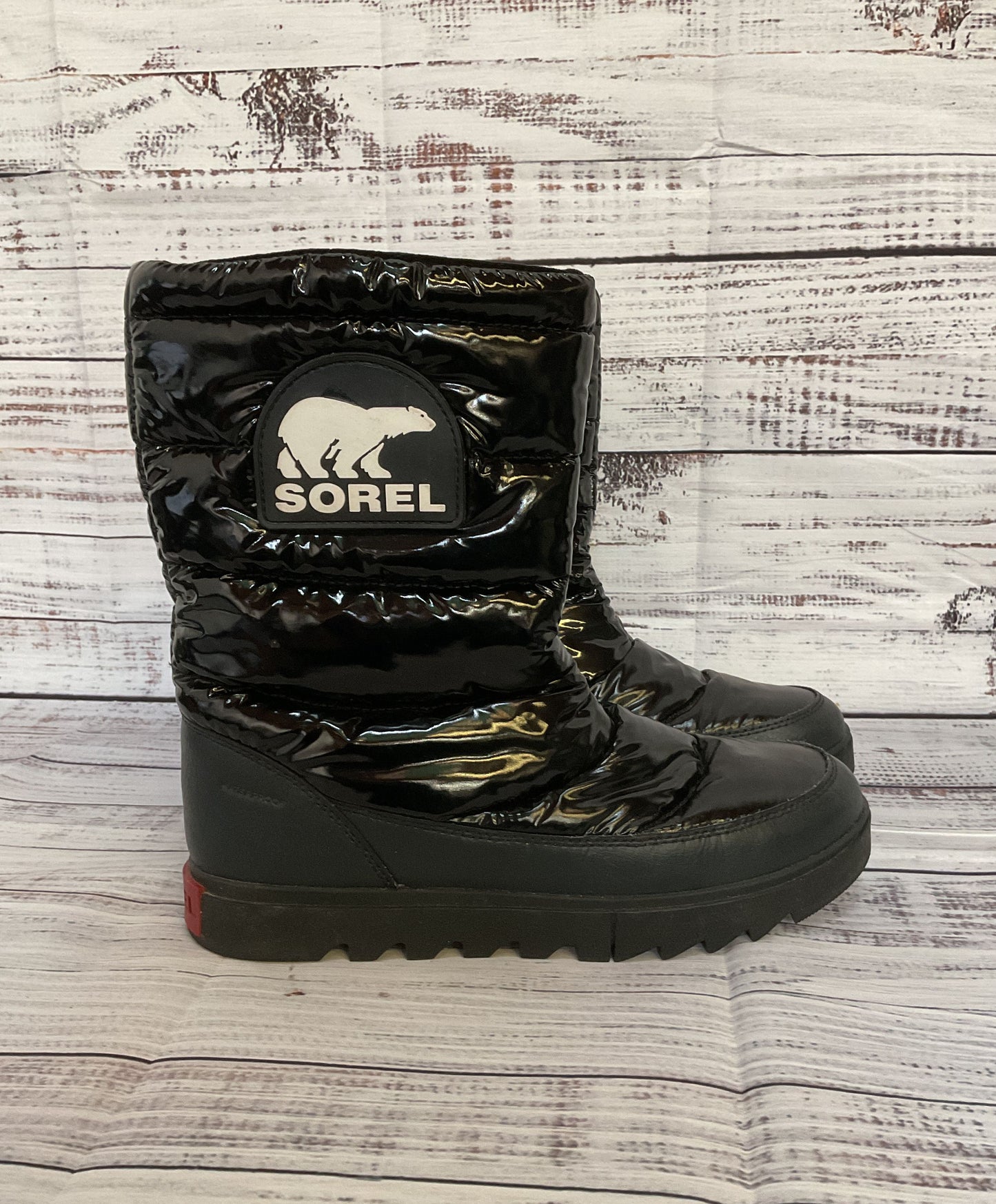 Sorel Black Insulated Waterproof Puffy Mid Calf Winter Boots 7.5