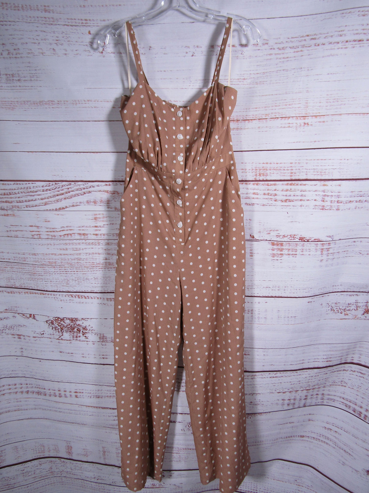 The Jetset Diaries High Hopes Women's Dusty Rose Polka Dot Jumpsuit Size S