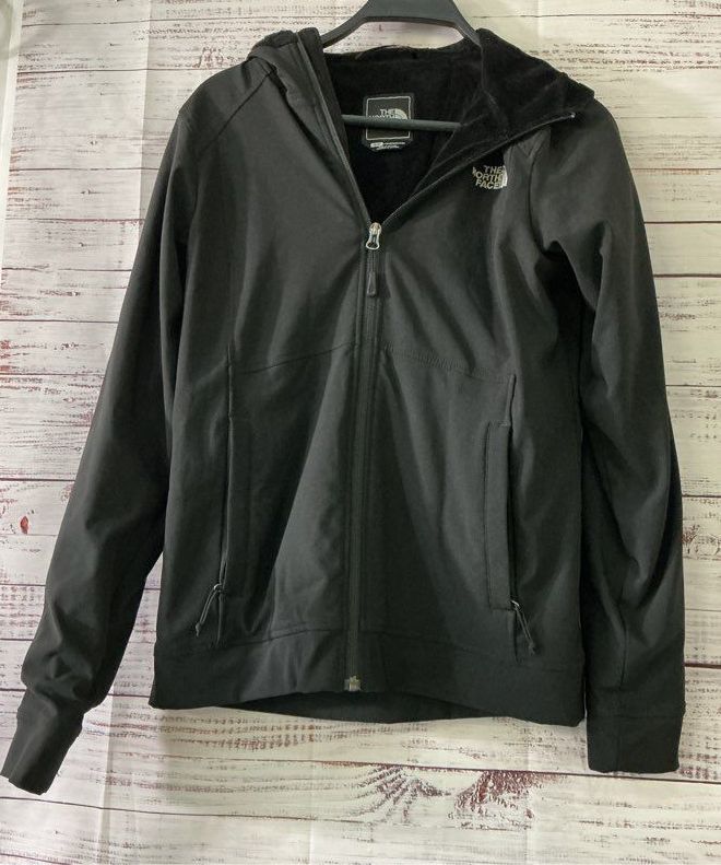 Women's The North Face Black Jacket with velour lining and hood Size S