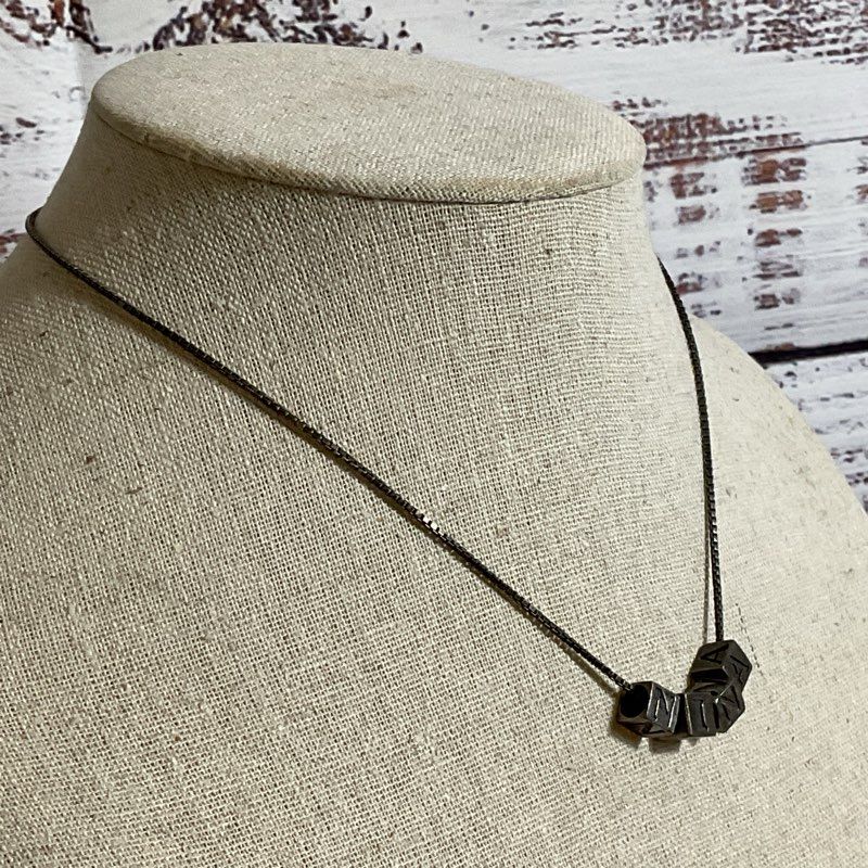 Sterling Silver "NINA" Block Beads 16" Chain Necklace- 8.62g