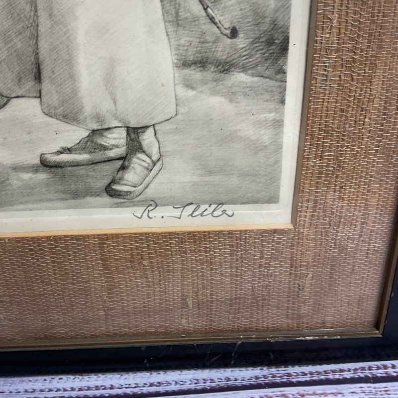 Vtg. Rudolf Seiler "Korean Man" Signed, Framed 17" Etching