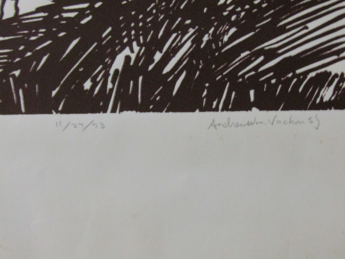 Vintage 1973 Andrew William Vachon Pencil Singed Totem Pole Print 4 of 200