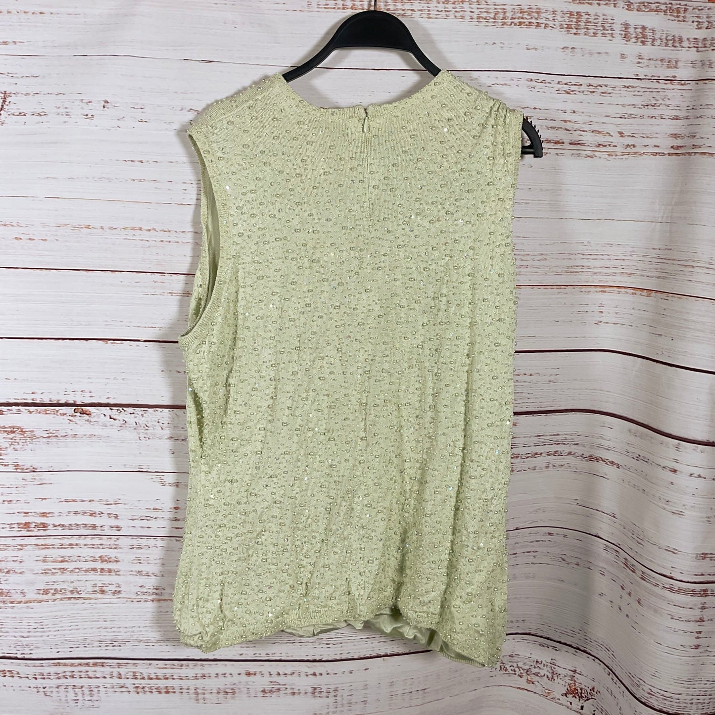 VIE by Victoria Royal Green Spun Silk Knit Beaded Sequin Vest - Size 3X