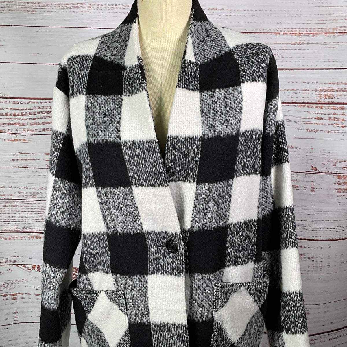 NWT SANCTUARY Women's Black/White Plaid One Button Jacket- SZ S