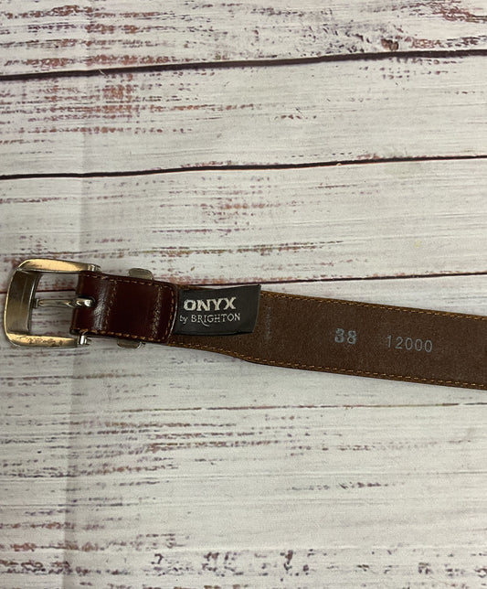 Onyx by Brighton Brown Men's Golf Belt with Silver and Black Details - Size 38