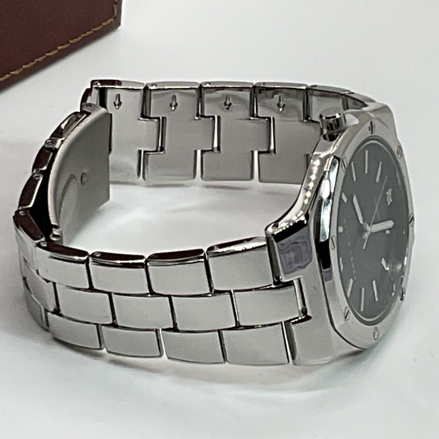 NOB PERRY ELLIS Ultra Thin Diamond Accent Men's Stainless Watch- 7.75"