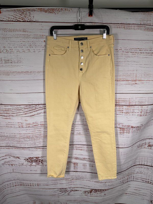 Veronica Beard Maera High-Rise Skinny Jeans Mustard Yellow Size 31