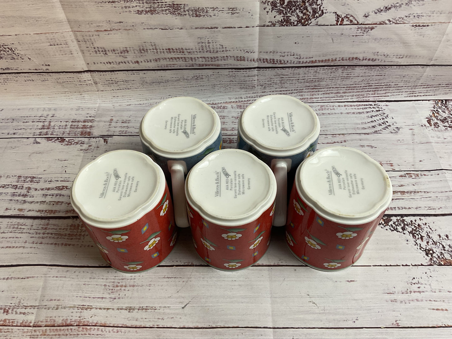 Villeroy & Boch Switch Ava Red/Blue Mugs [Set Of 5]