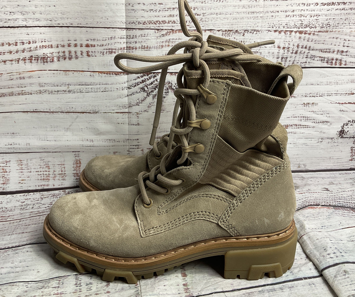 Rag & Bone Shiloh Lace Up Jungle Combat Boot Suede Beige 36.5