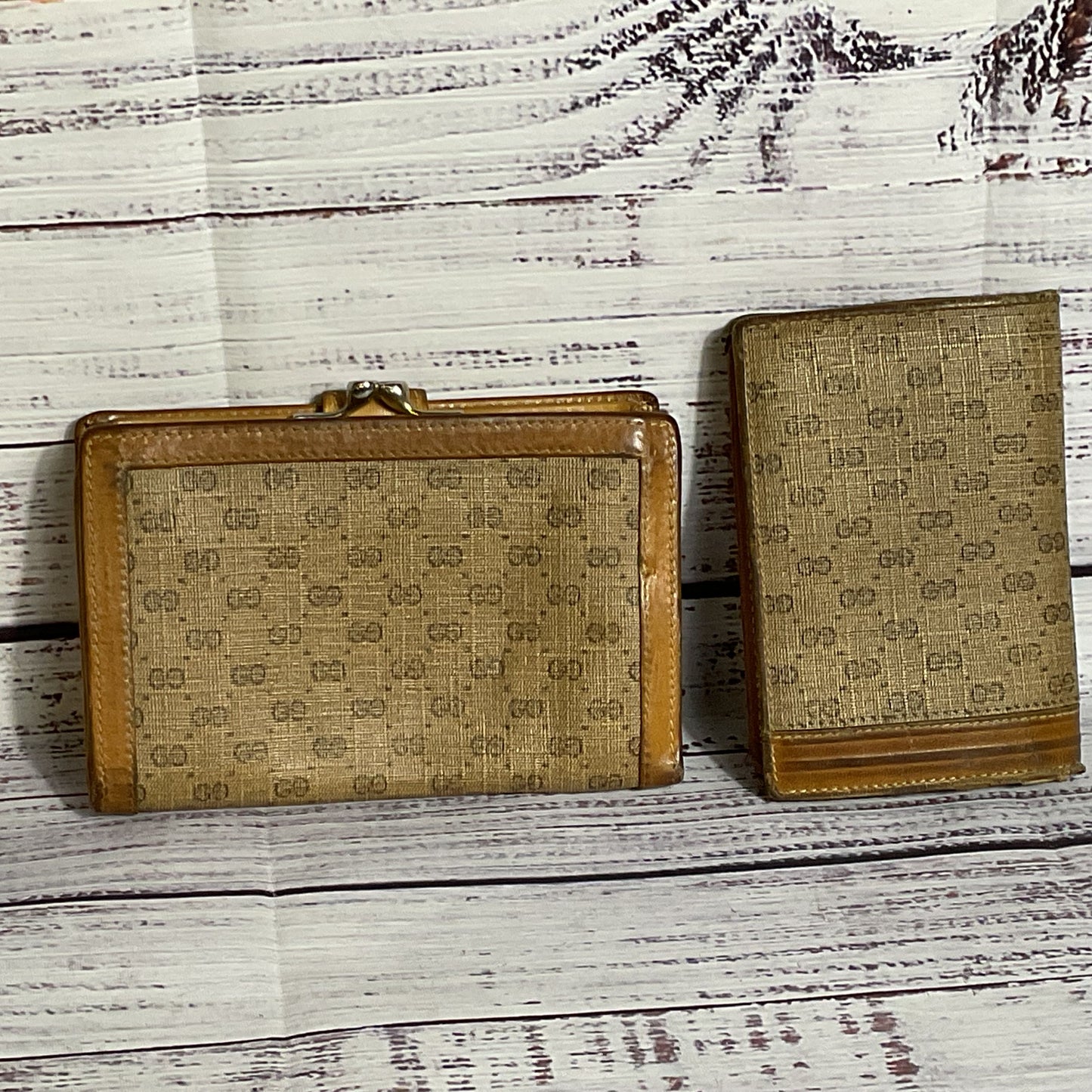 Set of 2 VTG. GUCCI Micro GG Monogram Bifold CC, Coin Wallet & CC Bifold Wallet