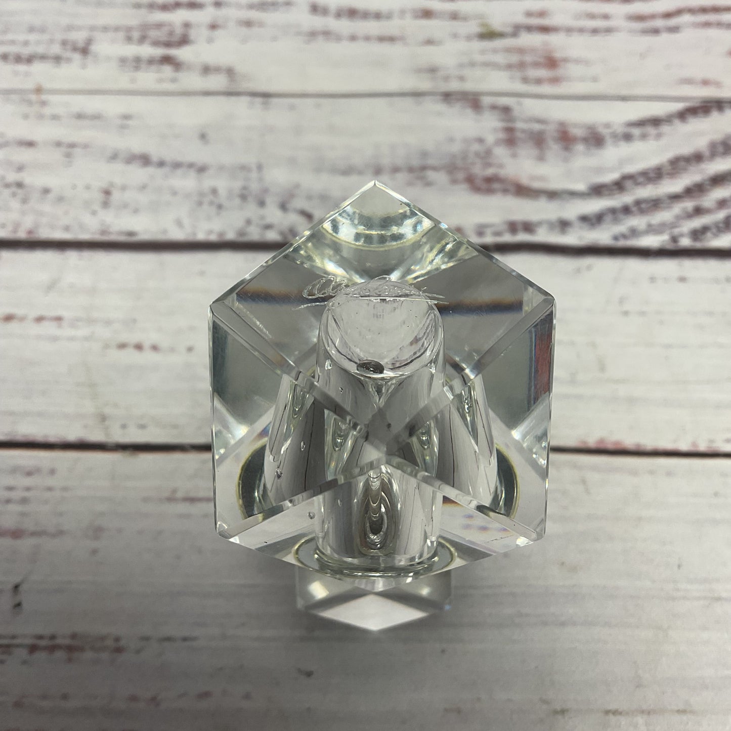 Oleg Cassinni Cut Glass Cuboctahedron Glass Perfume Bottle 3"