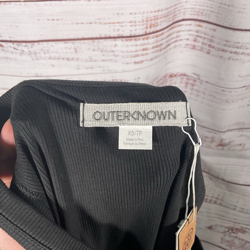 NWT Outerknown Black Ribbed Knit Tank Midi Dress - Size XS