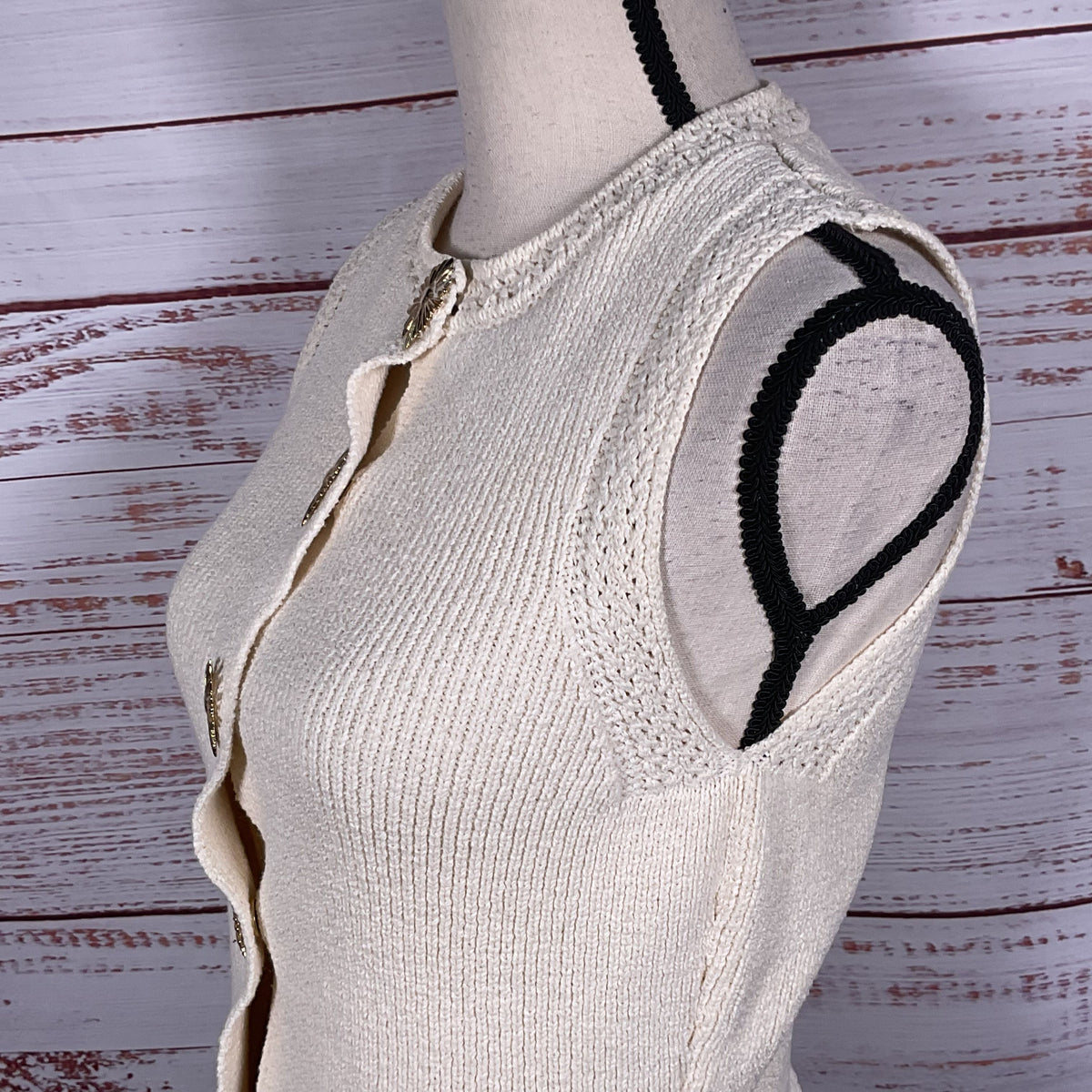 NWOT ZARA Women's Cream Knitted Button Up Sweater Vest- SZ S