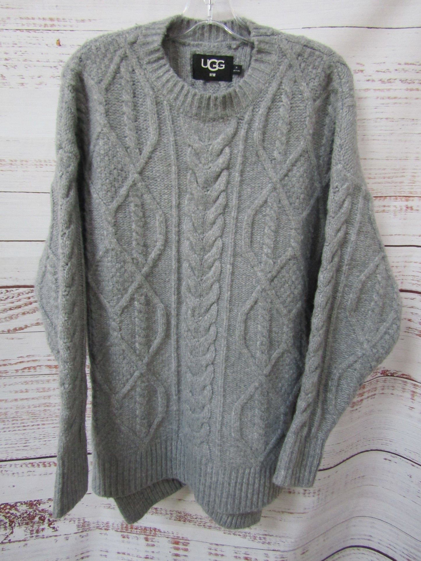 UGG Raelee Women's Gray Cable Knit Wool Blend Sweater Size M