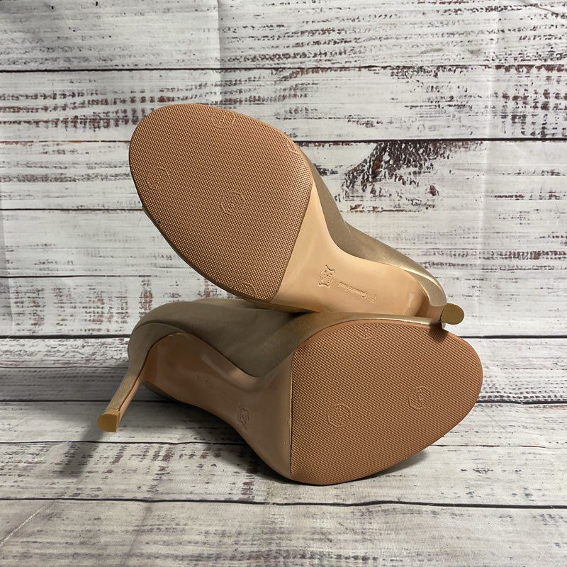 Gianvito Rossi Champagne Gold Satin Open Toe Ribbon Lace Stiletto Heel Women 36