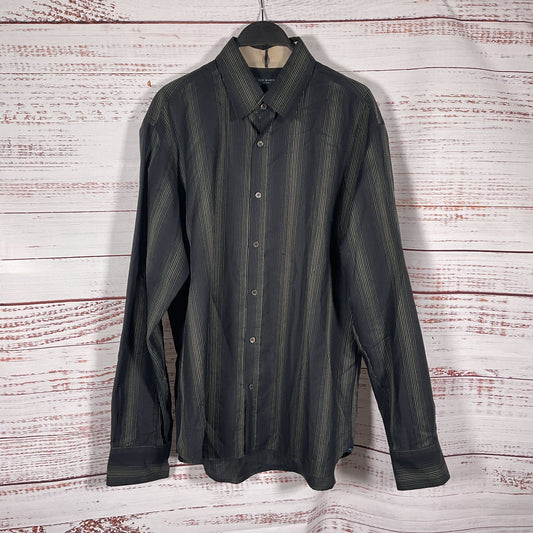 Ted Baker Long Sleeve Button Up Black Striped Dress Shirt - Size 5