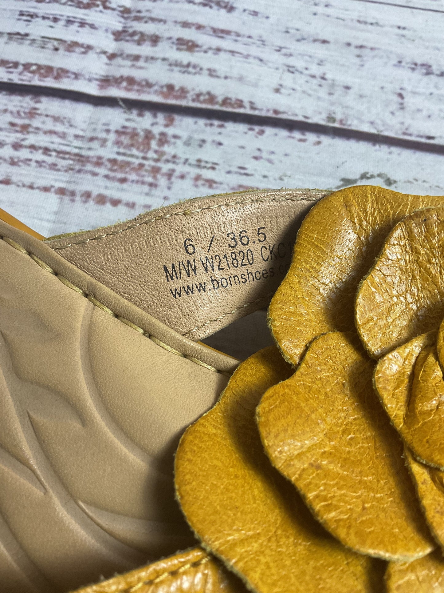 Born Yellow Slip-On Flower Sandal Women 6