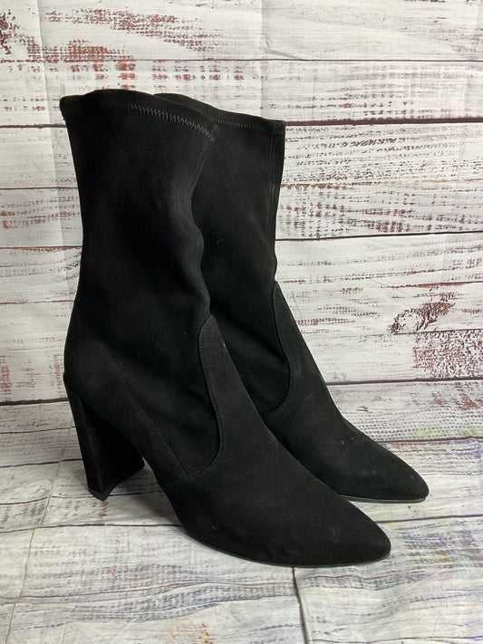 Stuart Weitzman Clinger Suede Stretch Heel Boots Black 7.5