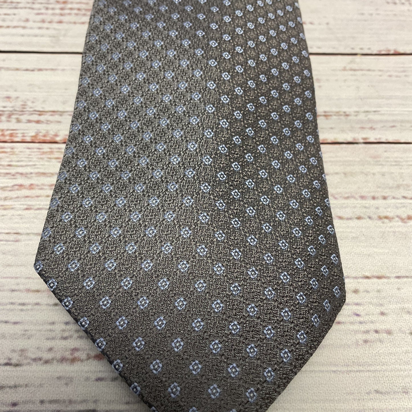 Brooks Brothers Grey Light Blue Textured Silk Neck Tie - Size 58"