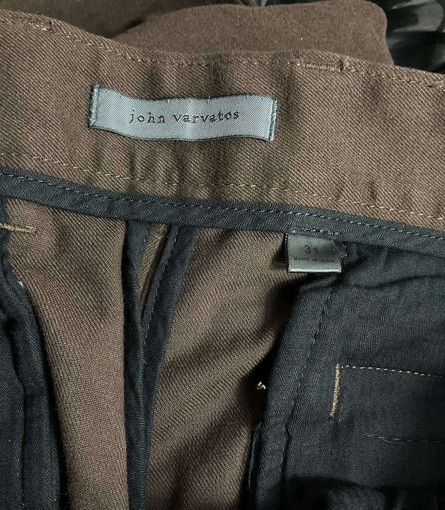 John Vavartos Elma Dropped Pants Dark Brown 31