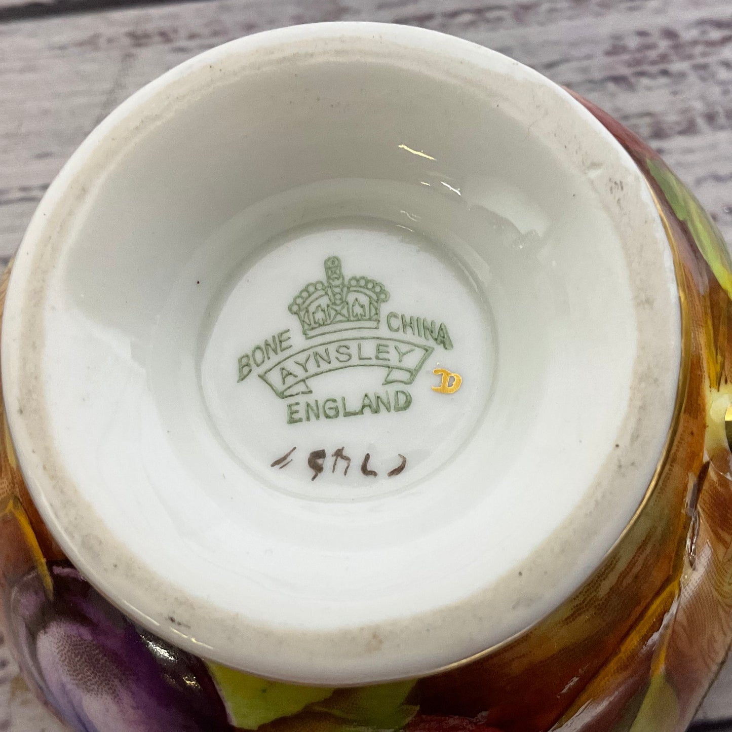 Set of 2 VTG./ANTIQUE ANSLEY England Bone China Orchard Gold Teacups