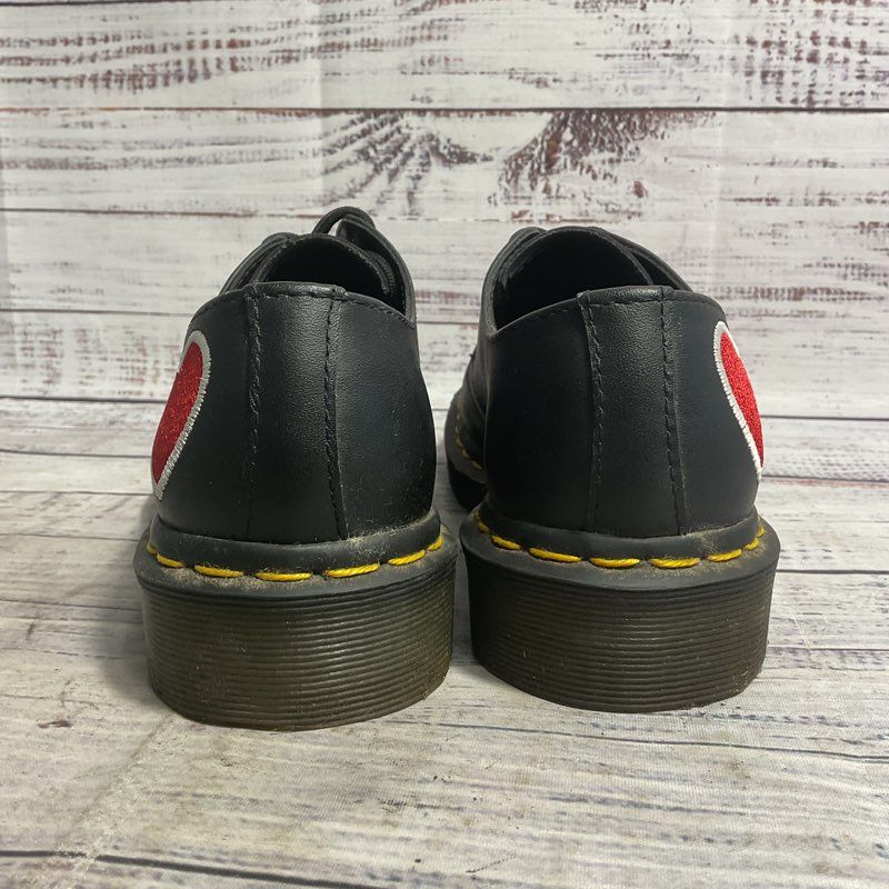 Dr. Martens 1461 Embroidered Sequin Hearts Black Leather Derby Shoe Women's 5 US