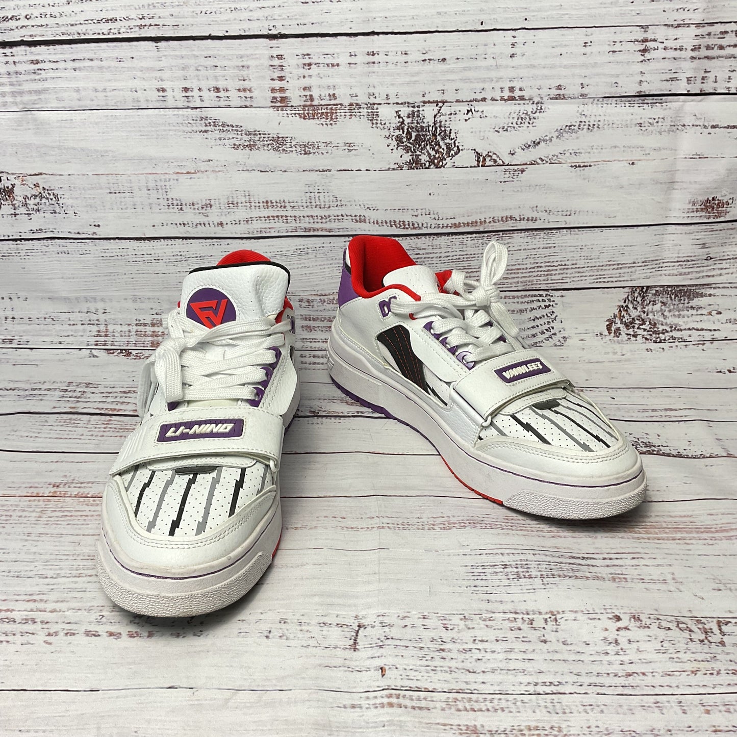 Li-Ning Bad Five Rookie Fred VanVleet White Purple Athletic Sneaker Shoe Men 9.5