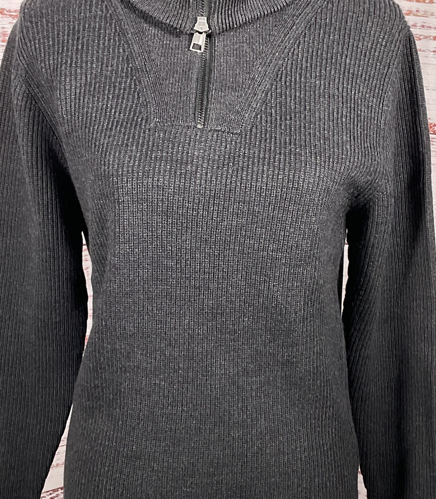 COS Wool Blend Ribbed Half-Zip Sweater Gray XS