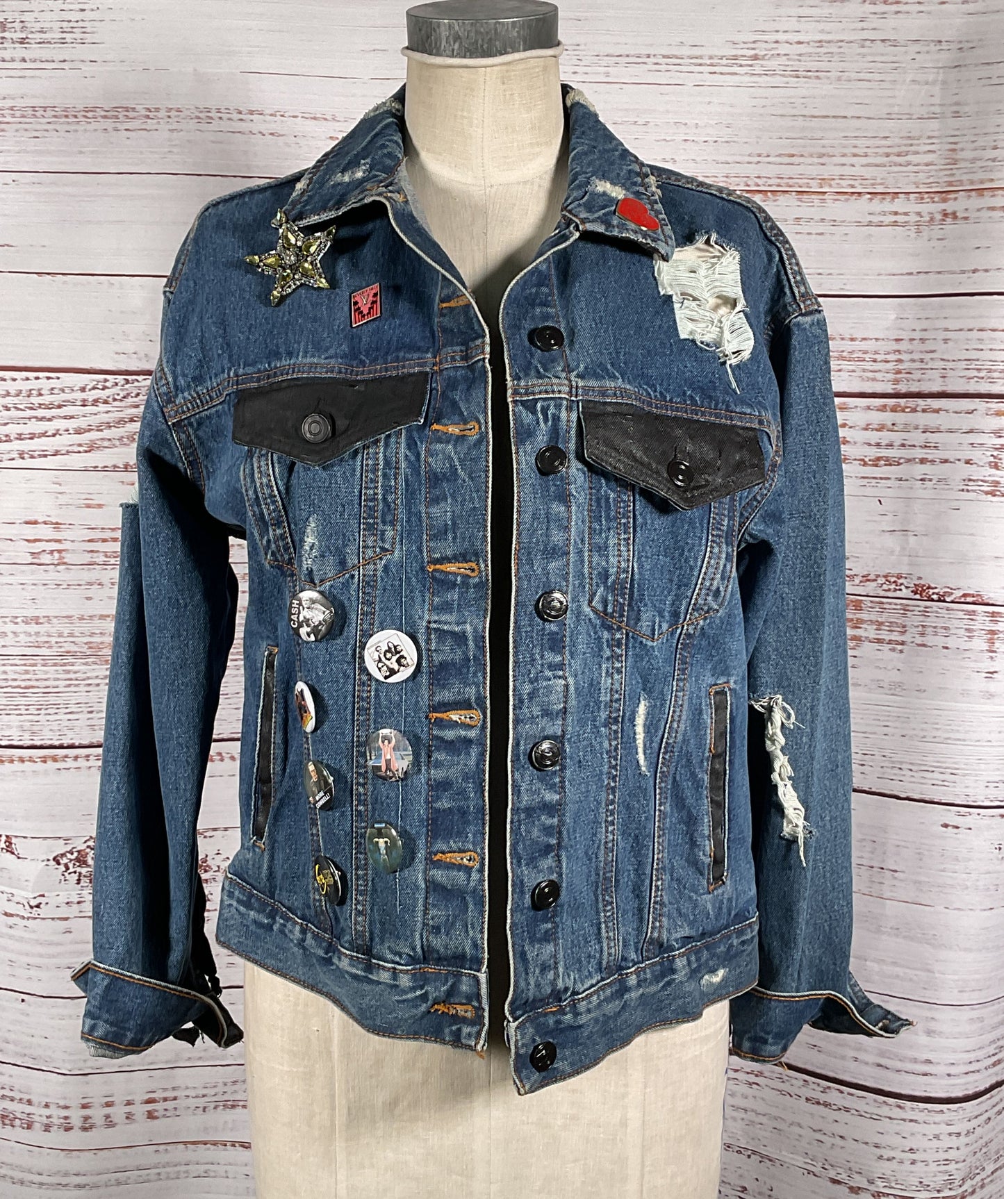 Belle + Day Los Angeles Repurposed Denim Jacket Blue S