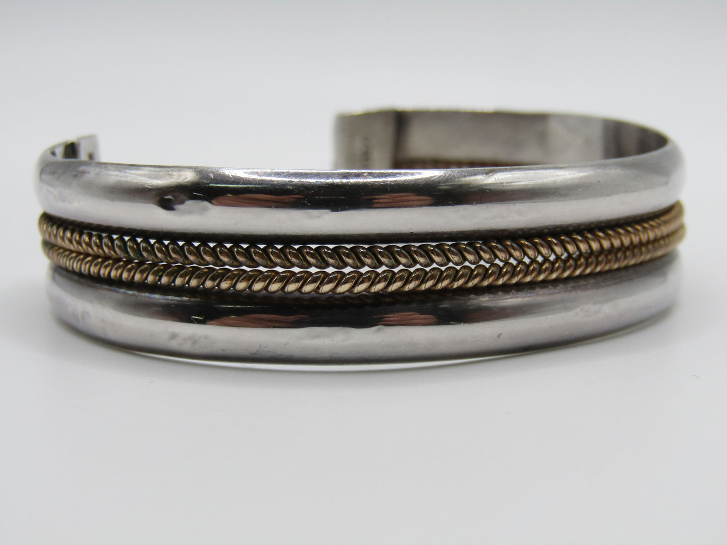 Vintage Fred Maloney Navajo Sterling Silver 12k Gold Filled Cuff Bracelet
