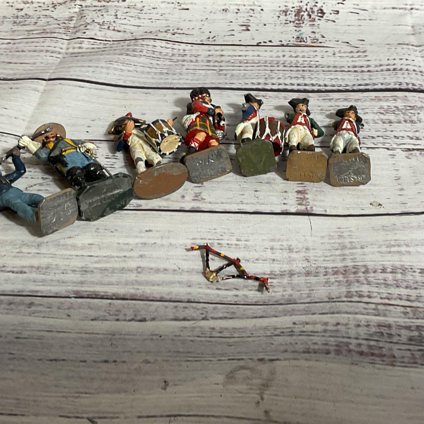 Set of 7 ANTIQUE 54mm Tin Soldiers (3 MISSING ARM/S)