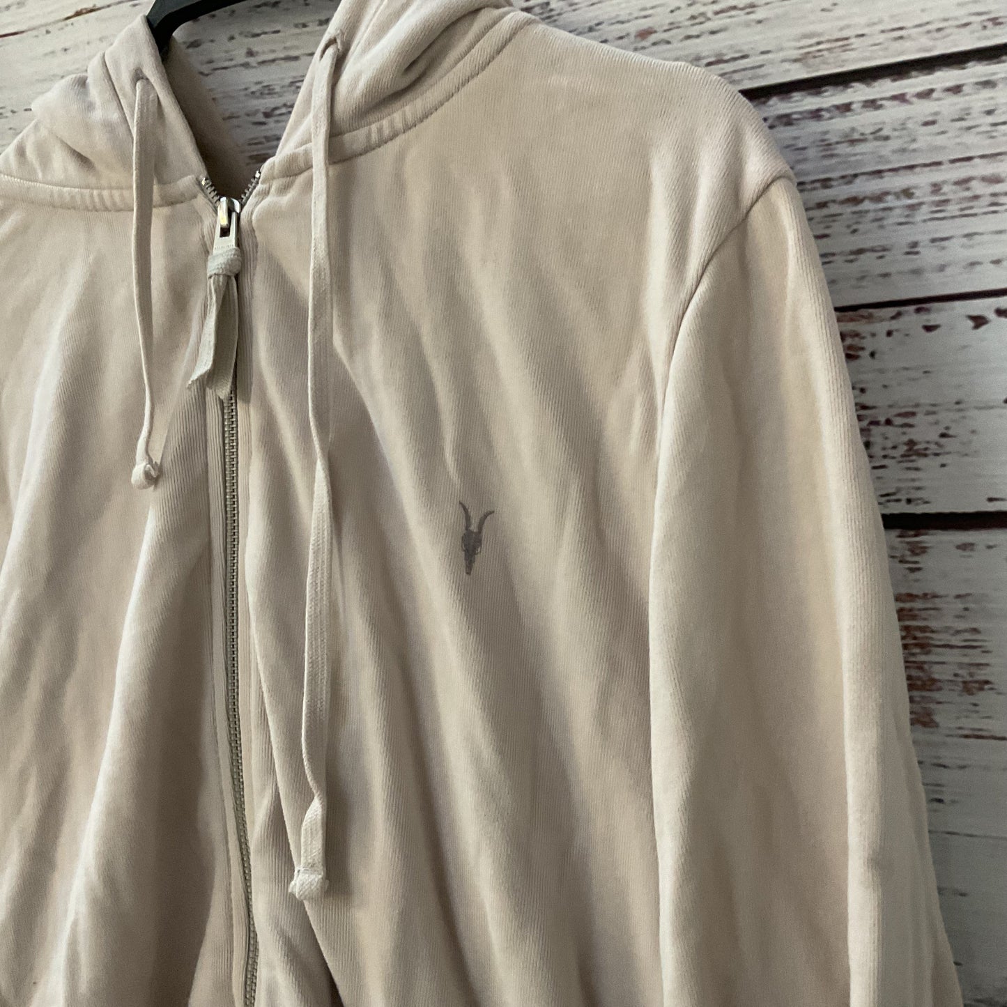 ALL SAINTS Women's Taupe Zip Up Hoodie - SZ L