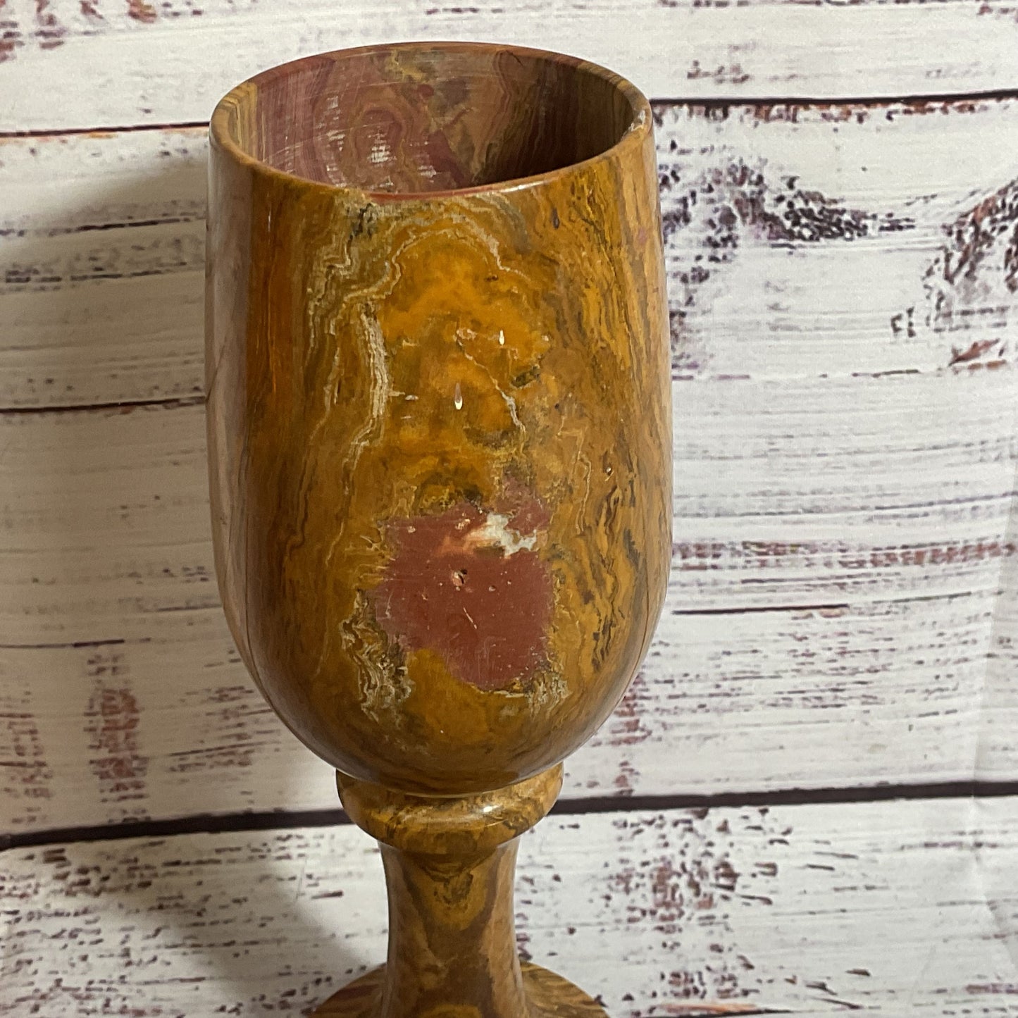 VTG. Marble Onyx 7.75" Stone Goblet