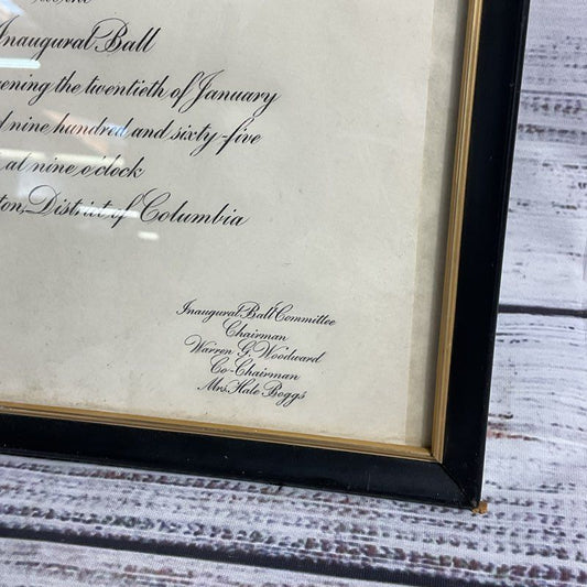 VTG. 1965 Lyndon B. Johnson Inaugural Ball Invitation, Framed