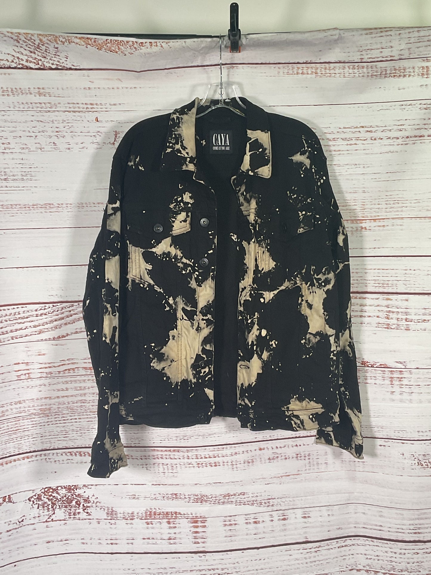 CAYA Black and Beige Denim Jacket with Custom Selena Patch - Size S