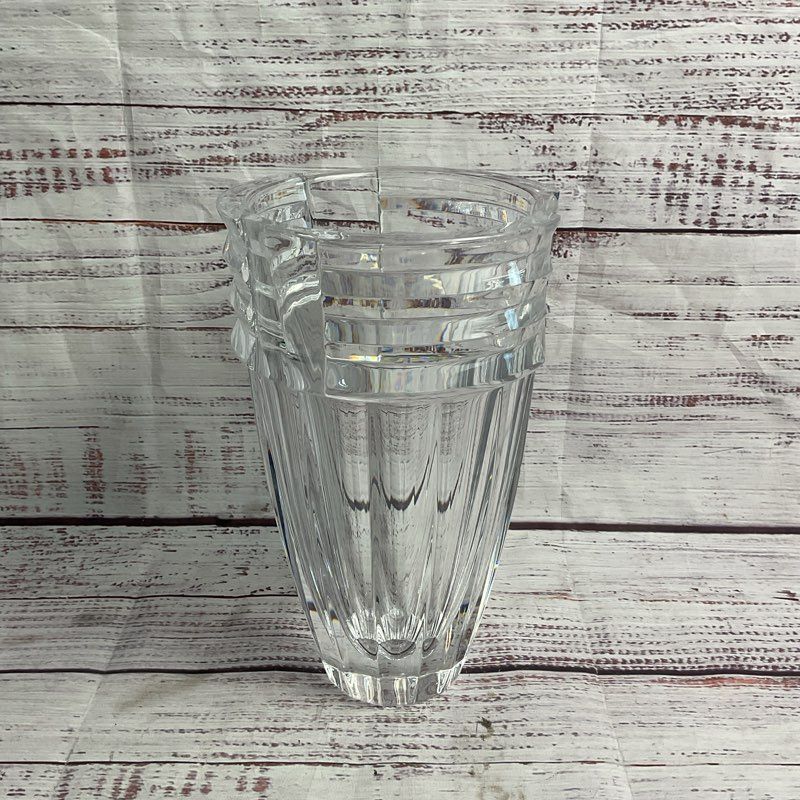 Orrefors EL 4733-22 Signed Full Lead Crystal 8" Vase Made In Sweden