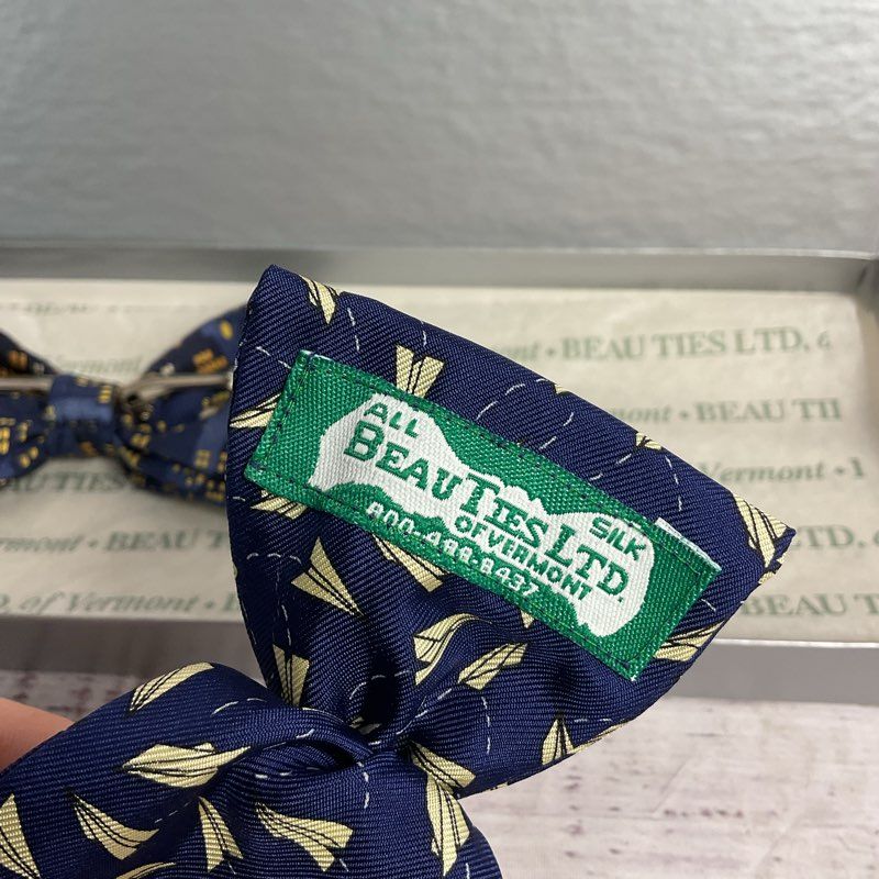 Josh Bach X Beau Ties of Vermont Blue Paper Plane & Skyline Clip On Bowties Set