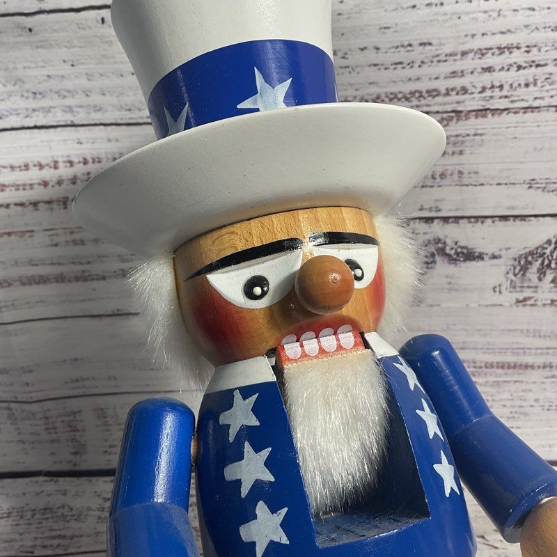 VTG. Original Steinbach Volkskunst Uncle Sam 12" Wooden Nutcracker Figure *DMG*