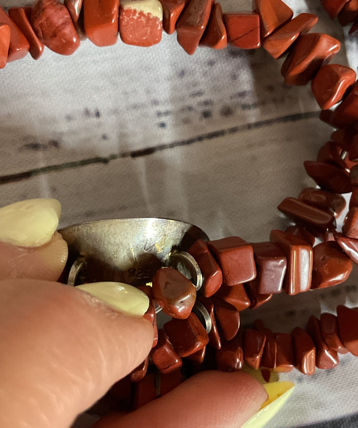 Red Jasper Beaded Sterling Silver Vintage Necklace Choker
