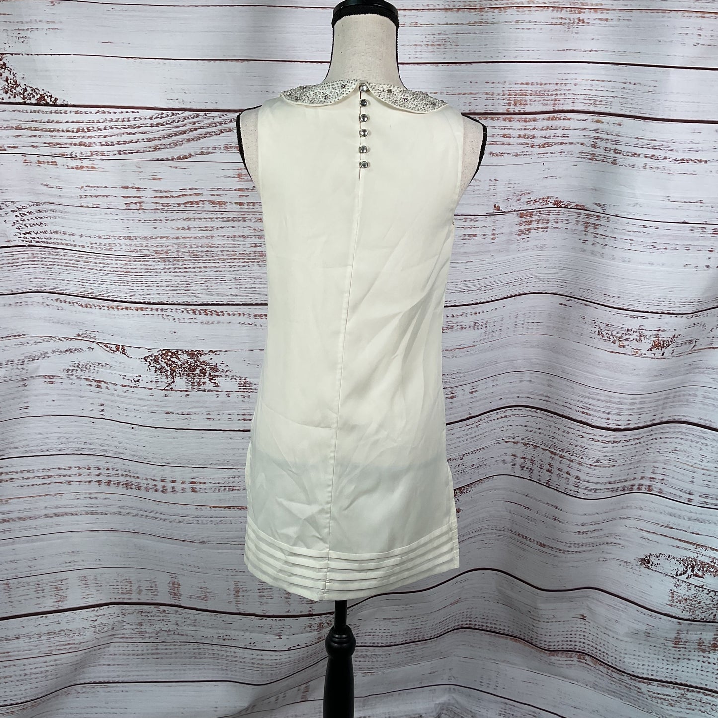 Ted Baker Off White Jeweled Sequin Beaded Collar Sleeveless Dress - Size 1