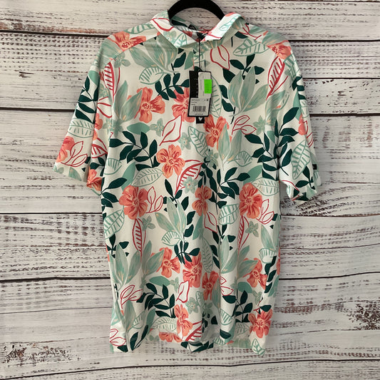 Bad Birdie Leafing Pattern Green Pink Polo Shirt - Size XL New W/ Tag