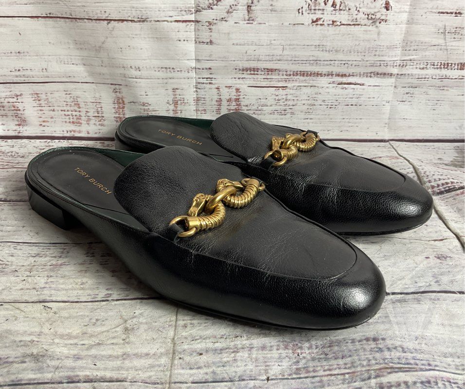Tory Burch Leather Jessa Backless Loafer Black 7